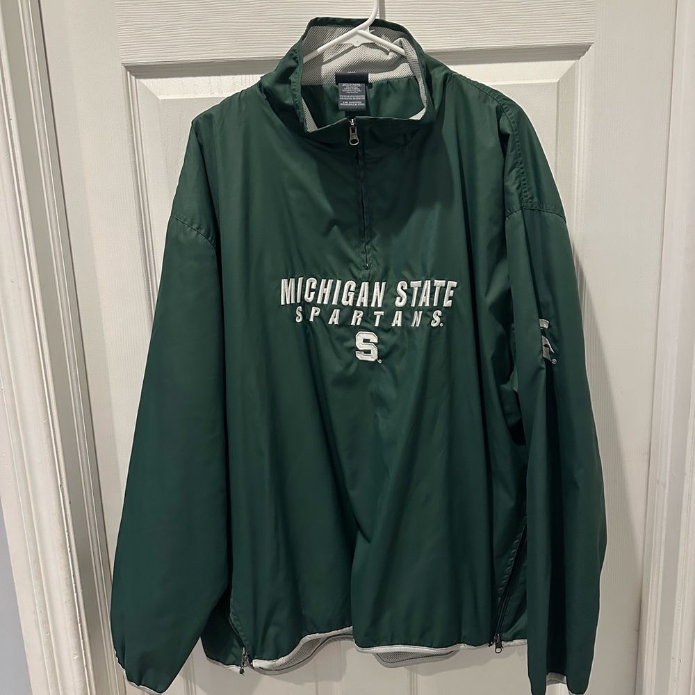 Michigan State Spartans Pro Edge Quarter Zip Windbreaker Jacket XL Green